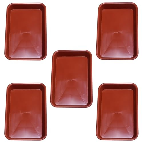 Vassoi minimalisti rossi per acqua, 5 piattini quadrati per piante, vassoi di ricezione in plastica robusta, vasi per interni ed esterni, ideali per proteggere le superfici e prevenire fuoriuscite
