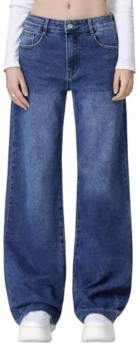vittorio y Jeans Donna Vita Alta Larghi Baggy Wide Leg Fit Jeans (IT, Testo, M, Regular, Regular, Denim)