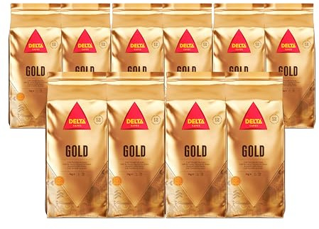 Delta Cafés Café en Grains Gold, Paquet de 10 kg, Espresso Intense, Arabica & Robusta, Notes de Céréales & Palomitas, Pour Machines Automatiques et Moulins