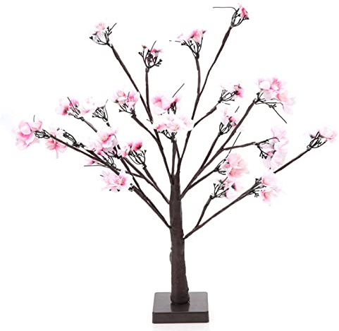 Aolidsive Lampada da Scrivania a LED, Lampada a Forma di Albero di Ciliegio con 24 LED per Decorazioni per Feste in Casa, Facile da Installare, Illuminazione Bianca Calda per Uso Interno