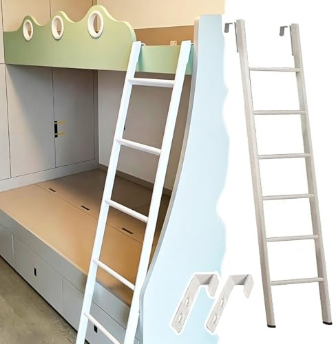 Scaletta Letto a Castello Scaletta Regolabile Terra Letti Castello Bambini Adulti, Scaletta Metallica Sicurezza Antiscivolo Letti Castello, Gradini Ampi Ganci Fissaggio, Scaletta Laterale(180cm/71)