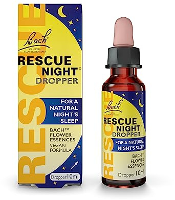 Rescue Nuit Compte-gouttes, Lacher prise la nuit pour un reveil serein, Vegan, Complément alimentaire, 1 Flacon Compte Gouttes x 10 ml