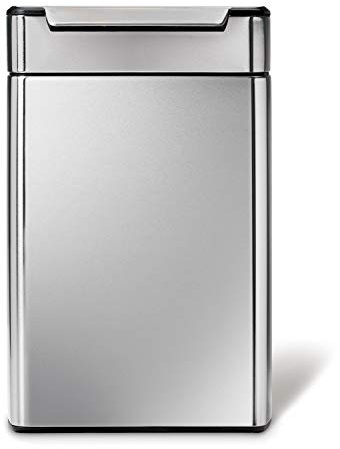 simplehuman CW2018 48L (24/24) Rectangular Touch-Bar Recycling Kitchen Bin, Easy Open Touch-Bar, Stay-Open Lid, Inner Buckets, Space-Efficient Hinge, Fingerprint-Proof, Brushed Stainless Steel