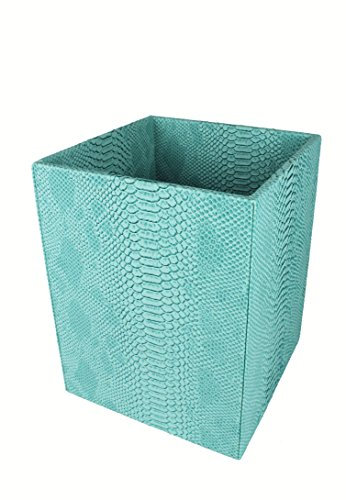 SIGNATURE HOME COLLECTION AP 193–804 Corbeille à Papier, en Cuir synthétique, Turquoise, 22 x 22 x 28 cm