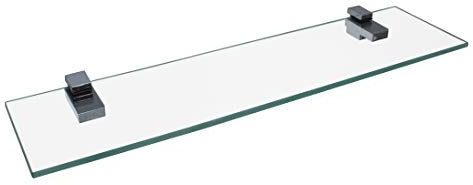 FACKELMANN Glasablage – Hochwertiges Glasregal fürs Bad, 40 cm Breite, 12 cm Tiefe, 6 mm Glasstärke, transparent, Chromhalterungen, Made in Germany