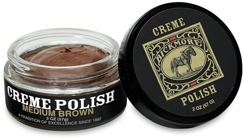 Bickmore Cream Shoe Polish - Medium Brown Leather Shoe Care, Nourishing Formula, Fills Scratches, High-Gloss Shine, Long-Lasting, Made in USA