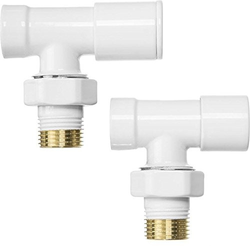 Invena Válvulas de radiador Blanco en ángulo Set Paquete de 1/2de Entrada + detentor 15mm bsp