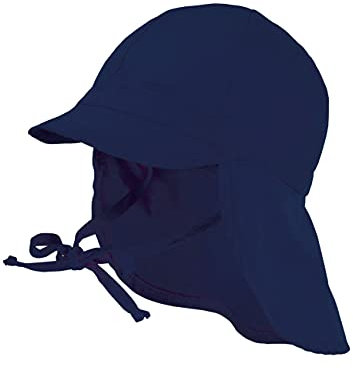 maximo Kinder Cap Uni mit Nackenschutz Sonnenschutz-Cap Sommercap Kindercap Kindermütze (49 cm - blau)