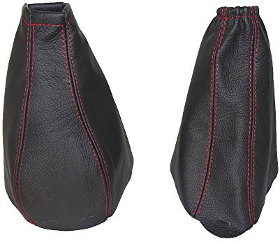 Schaltsack und Handbremsmanschette aus echtem Leder, schwarze Naht