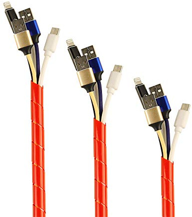 TPFNet 3er Pack Spiral Kabelschlauch 12-75mm Durchmesser, Kabel Organizer, Kabel verstecken, Kabel Kanal, Kabelkanal Schutz Kabelhülle, Kabelschutzschlauch Rot, 10m