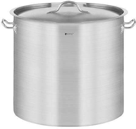 Royal Catering Pentola Per Induzione Pentola Acciaio Inox RCST-21E3 (Acciaio Inox, 20 L, Fondo 3,8 mm)