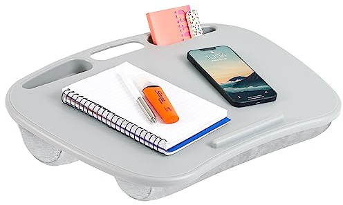 LAPGEAR MyDesk Lap Desk with Device Ledge and Phone Holder - Cool Gray - Fits up to 15.6 Inch Laptops - Style No. 44435