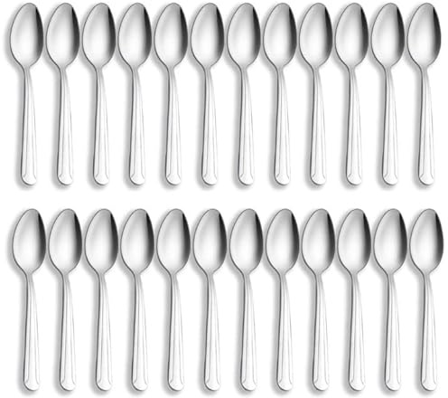 Juego de 24 cucharillas Hunnycook (5.9 pulgadas), cucharaditas de acero inoxidable de grado alimenticio, cucharillas de té, pulido de espejo, apto para lavavajillas