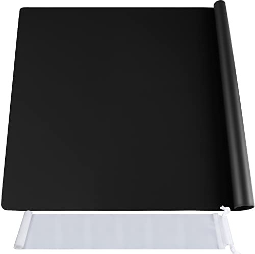 FANDAMEI 70x50 cm Große Silikonmatte mit Aufbewahrungsbeutel, Silikonfolie Bastelmatte Silikon Unterlage Antihafte Rutschfeste Tischmatte Arbeitsmatte Thekenmatte, für Handwerk, DIY, Schwarz
