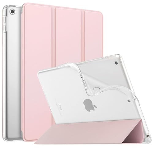 MoKo Case for iPad 10.2 iPad 9th Generation 2021/ iPad 8th Generation 2020/ iPad 7th Gen 2019, Soft Frosted Back Cover Slim Shell Case with Stand for iPad 10.2, Auto Wake/Sleep, Light Pink