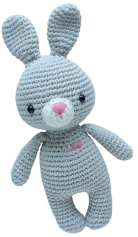 Kuscheltier gehäkeltes Häschen Mini aus Baumwolle, grau | handgemacht, Kuscheltier ca. 18 cm, Mini-Tierchen Serie, in vielen Farben