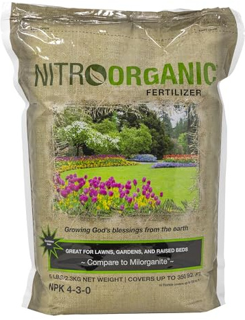 NitroOrganic Natural Plant Food Fertilizer, 5lbs - Provides Optimal Nutrient Intake to Enhance Root Growth in Lawns, Gardens, Raised Beds, Seedlings & More - Slow Release