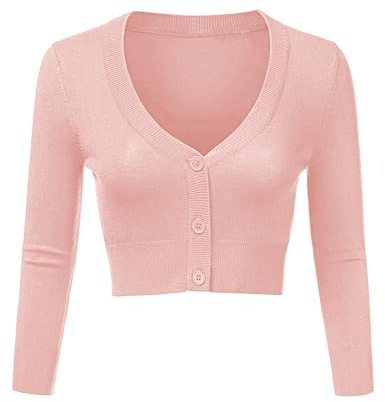 Totatuit Women's Cropped Cardigan V Neck Bolero Shrug Open Front Jumper | Knitted Button Down Long Sleeve Soft For Dresses Jeans Office Evening And All Season Layering