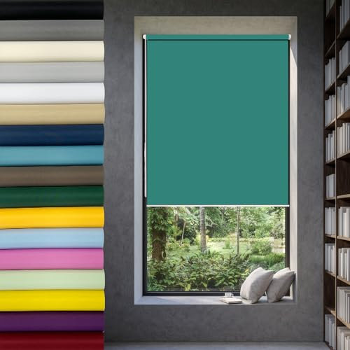 Verdunkelungsrollo Klemmfix 45 x 110 cm Thermorollo Klemmfix, Fensterrollo Seitenzugrollo Sonnenschutz Blickdicht Sichtschutz für innen Wandmontage, Himmelblau