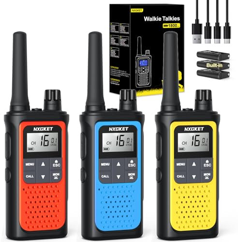 Walkie Talkie PMR446 Lizenzfrei Funkgeräte für Erwachsene Kinder,NXGKET ZX-808 Walki Talki Aufladbar mit 1800mAh Akku, 5km Reichweite 16 KanäLe mit Drehknopf für Abenteuer im Freien, Camping, Wandern