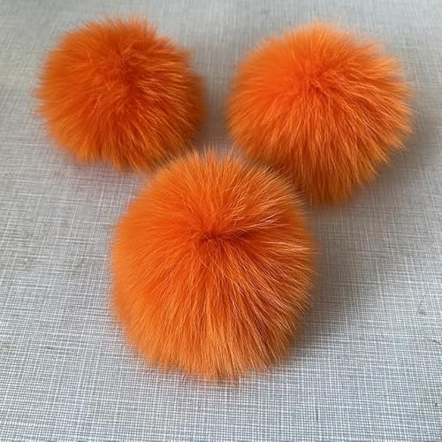 10 Stück 8CM Kunstfell Pompon,Kunstfell Bommel Fellbommel für Mützen Tasche Beanies Taschenanhänger Schlüsselanhänger Fellbommel DIY Fell Pom Poms für Schuhe Schals Anhängern Dekoration -Orange