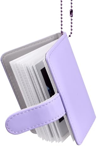 HIYQIN 2x3 Zoll Mini Fotoalbum mit Schlüsselanhänger, 32 Kleine Taschen Alben - für Instax Mini 13/EVO/12/11/LiPlay/LiPlay+/41/40/99/SE/9/8/7+ Fotos - für Polaroid 3-Zoll bilderalbum (Lila)