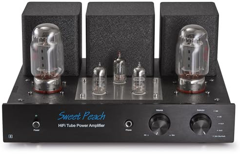 Sweet Peach KT88 Single Ended, Classe A, Amplificatore Tubo Integrato, Ingresso MM Phono/CD/USB/AUX/Bluetooth, Cuffie 6.35mm e Uscita Linea, AC 110/AC230 Opzionale