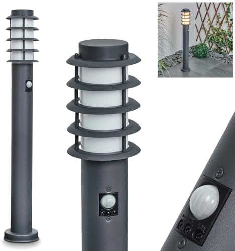 HOFSTEIN Außenstehleuchte Tunes mit Bewegungsmelder, Außenwegeleuchte aus Metall/Kunststoff in Anthrazit/Weiß, moderne Wegeleuchte für Garten, Außenbereich, Hof, Höhe 80 cm, E27, IP44