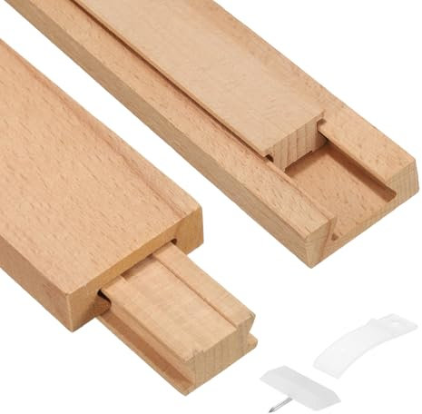 sourcing map Wooden Drawer Slides, 11-7/8 (30 CM) Classic Wood Center Guide Track with Plastic Slide Glide Bracket, Wood Drawer Glides Bottom Rails Replacement Kit
