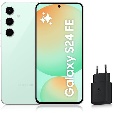 SAMSUNG GALAXY S24 FE, Smartphone Android 5G avec Galaxy AI, 128 Go, Chargeur secteur rapide 25W inclus, Smartphone déverrouillé, Vert d'eau, Version FR
