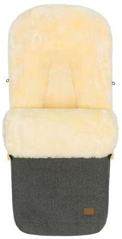 Fillikid Echtfell Winterfußsack Bernia Wool Exklusiv | Hochwertiger Fußsack mit Schurwoll-Außenstoff & 100% Merino Lammfell-Innenfutter | Mit Gurtschlitzen | Ideal für Buggy, Kinder- und Sportwagen