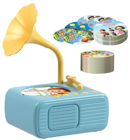 Giocattolo musicale grammofono per bambini con 96 schede, giradischi fonografo per bambini, giocattolo musicale, lettore musicale di storia fonografo