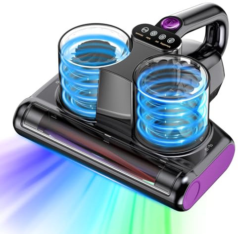 YUFAC Aspirapolvere per materassi Battimaterasso, 16Kpa Aspirapolvere antiacaro con luce UV, Aspiratore portatile per materassi da 500W con filtro HEPA, Aspiratore per letto, tappeti, Nero