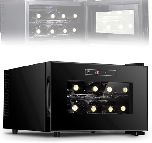Enfriador De Vino Electrónico De 70 W, Refrigerador Independiente con Pantalla Digital De 8 Botellas, Refrigerador Silencioso, Control De 8-18 ℃, Bodega De Bar Pequeña, para El Hogar, Oficina, Bar