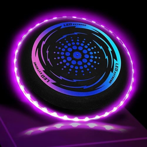 YeahBoom Disco Volador LED,Disco Volador Iluminado con 42 Luces Led,Frisbee de Competición Funsport,Frisbee liviano,Regalo de Cumpleaños Navidad,Pascua,Camping para Niño Niña Niño
