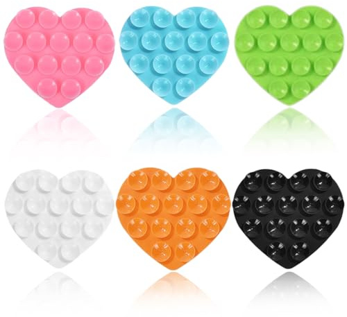 RAMGLYO 6 Pezzi Ventosa per Telefono, Ventosa in Silicone per Custodia del Telefono, Adesivo Posteriore, Ventosa per Telefono, Supporto per Telefono Mobile, Selfie e Video (6 Colori)