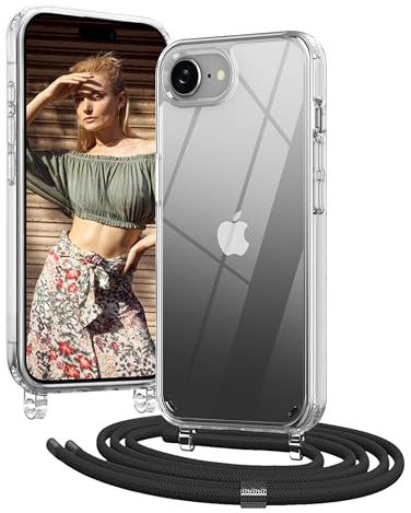 OLEPHY Handykette für iPhone 17e und iPhone 16e Hülle mit Band, Schwarz