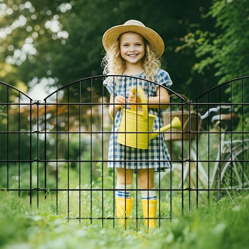 ARIFARO Metal Decorative Garden Fence 81cm (H) x 71cm (W) 5 Panels, Total 3.5m, No dig Animal Barrier Fencing, Pet Fence Rustproof Metal Wire Fencing Panel Border for Dog, Rabbits and Patio