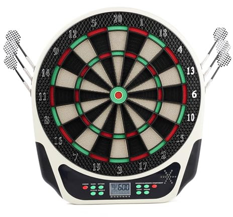 BOROCO Professionelle Elektronische Dartscheibe Digitale Anzeigetafel mit LCD 18 Spiele und 159 Variationen Englische Sprachansagen