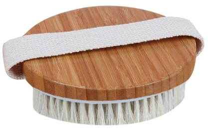 Beige Bambus Peelingbürste zum Trockenbürsten für Körper | Rückenbürste, Mittelharte Borsten, zur Hautmassage und Exfoliation, Natürliches Design für Tägliche Pflege