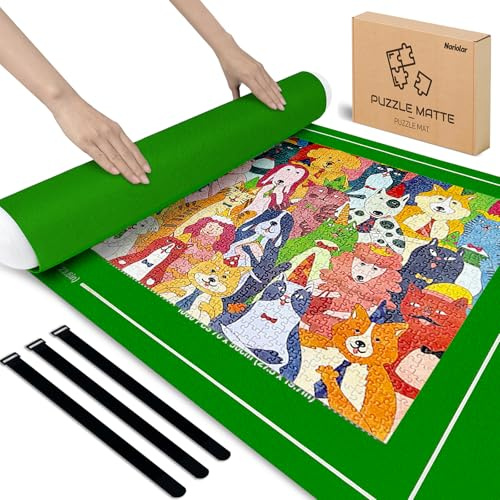 Nariolar Puzzlematte - Puzzle Matte Roll 500/1000/1500 Teile, Praktisches Zubehör für die Aufbewahrung und den Transport von Puzzles（Grün）
