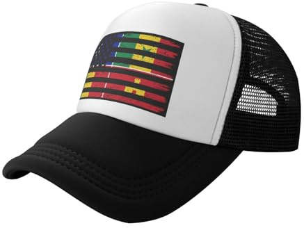 QIZYOQA US and Louisiana Creole Flag Baseball Cap for Men Women Hats Quick Dry Mesh Back Trucker Hat