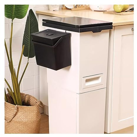 ZZlei2yu-12 Poubelle Poubelle de cuisine avec couvercle, double couche, grande capacité, séparation humide et sèche, pédale avec roulettes, 42 L Poubelle de Cuisine