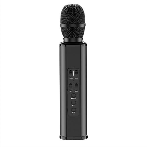 Microphone Bluetooth sans fil, microphone karaoké portable avec maille anti-pulvérisation et haut-parleur intégré (2000 mAh, 6 à 8 h d'autonomie), compatible avec carte TF/Bluetooth/Android pour