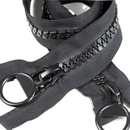 Heavy Duty Separating Zipper 100cm/ 40in Double Pull Resin Teeth for Coat Replacement Bags Outdoor DIY Sewing Tailor (Black 100cm/ 40in)
