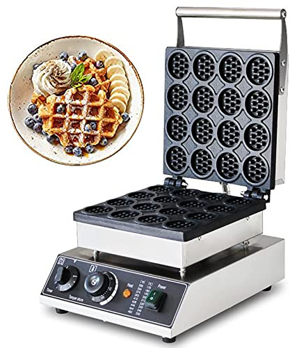 Waffle Maker Nonstick Electric Heart Shape Iron with Temperature and Time Control - 16-Piece Capacity for Snacks and Restaurants