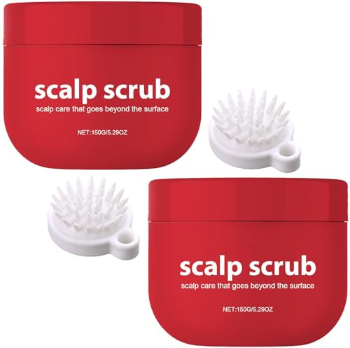 Champú exfoliante para el cuero cabelludo, exfoliante con cúrcuma y aceite de aguacate para eliminar la acumulación de residuos, reduce la descamación y promueve un cabello más sano y abundante (2PCS)