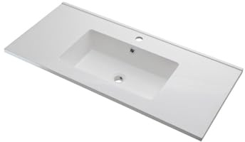 Aqa Design accessori casa lavabo da incasso, design moderno, facile da pulire, struttura resistente, salvaspazio, montaggio a muro - Bianco - 101x46,5x2 cm