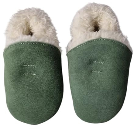 Dotty Fish Chaussons Bébé Enfant Daim - Vert kaki 12-18 mois