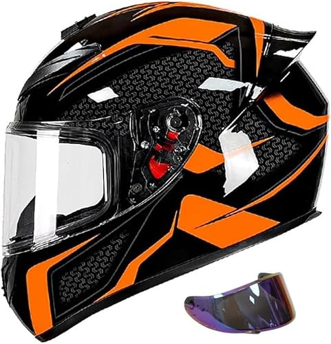 Caimcie Motorcykel hela ansiktshjälm, integrerad motorcykelhjälm, ECE/DOT-godkänd cool ryttarutrustning fyra säsonger väg moped street racing krockhjälm för vuxna män kvinnor I, M = 57-58 cm